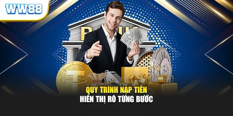 Quy trình nạp tiền hiển thị rõ từng bước